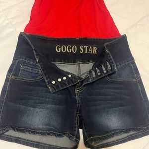 Dark blue high waisted denim shorts- like new